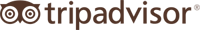 This image displays the brown-colored logo of TripAdvisor, featuring an owl face with glasses and the brand name beside it.