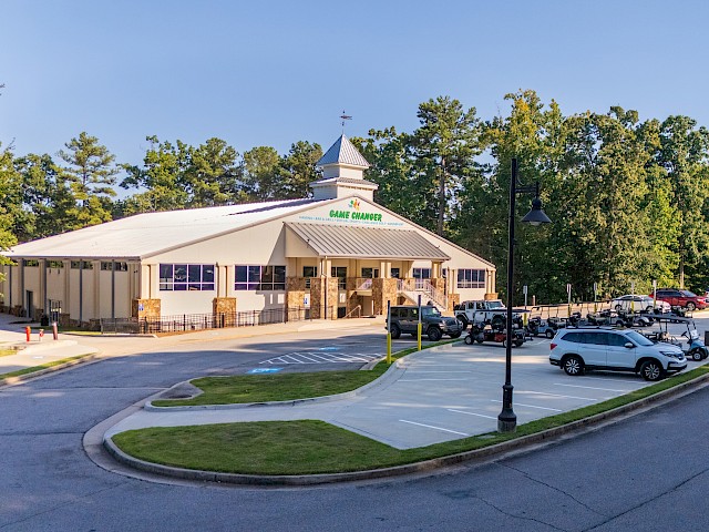 A large building labeled 