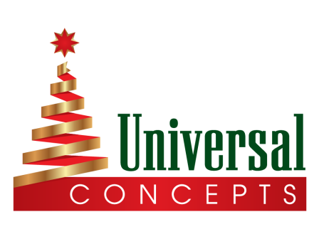 The image shows a Christmas tree made of ribbon with a star on top and the text 